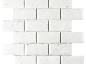 Carrara Italian Deep Beveled Brick Mosaic 1 x2 Polished or Honed